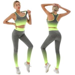 Gradient Gray & Yellow Leggings and Bra